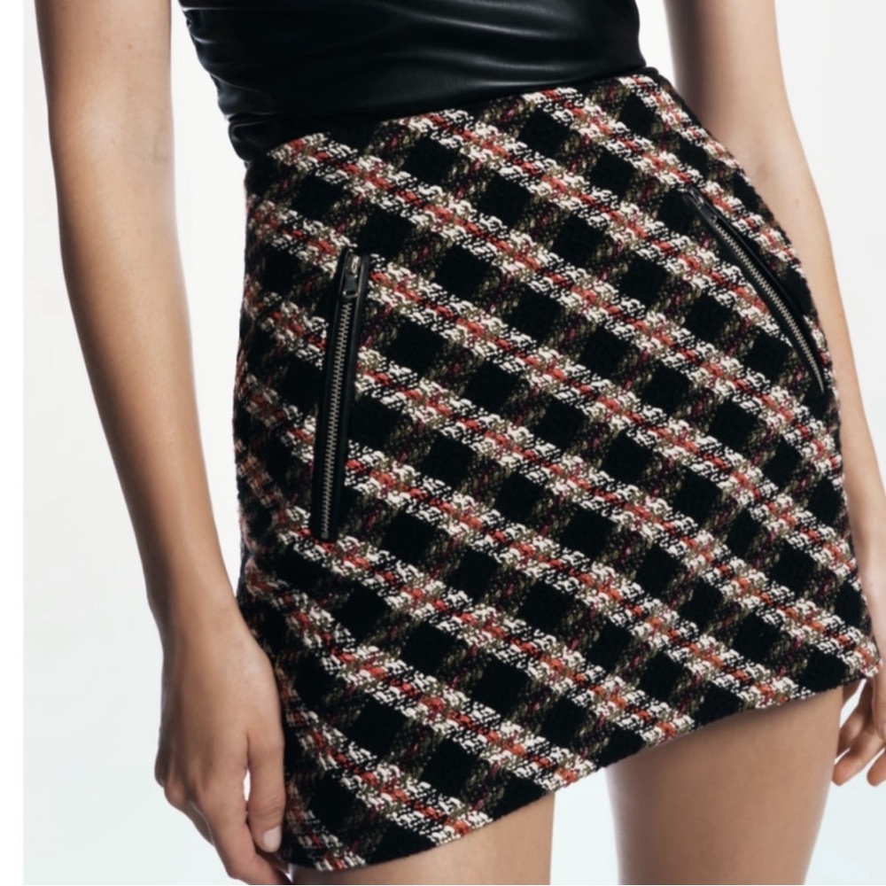 ZARA MINI SKIRT W/ ZIPPERS MULTICOLORED